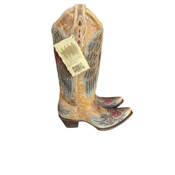 NWT CORRAL hearts and wings snip toe cowboy boot size 10 - Picture 6 of 8